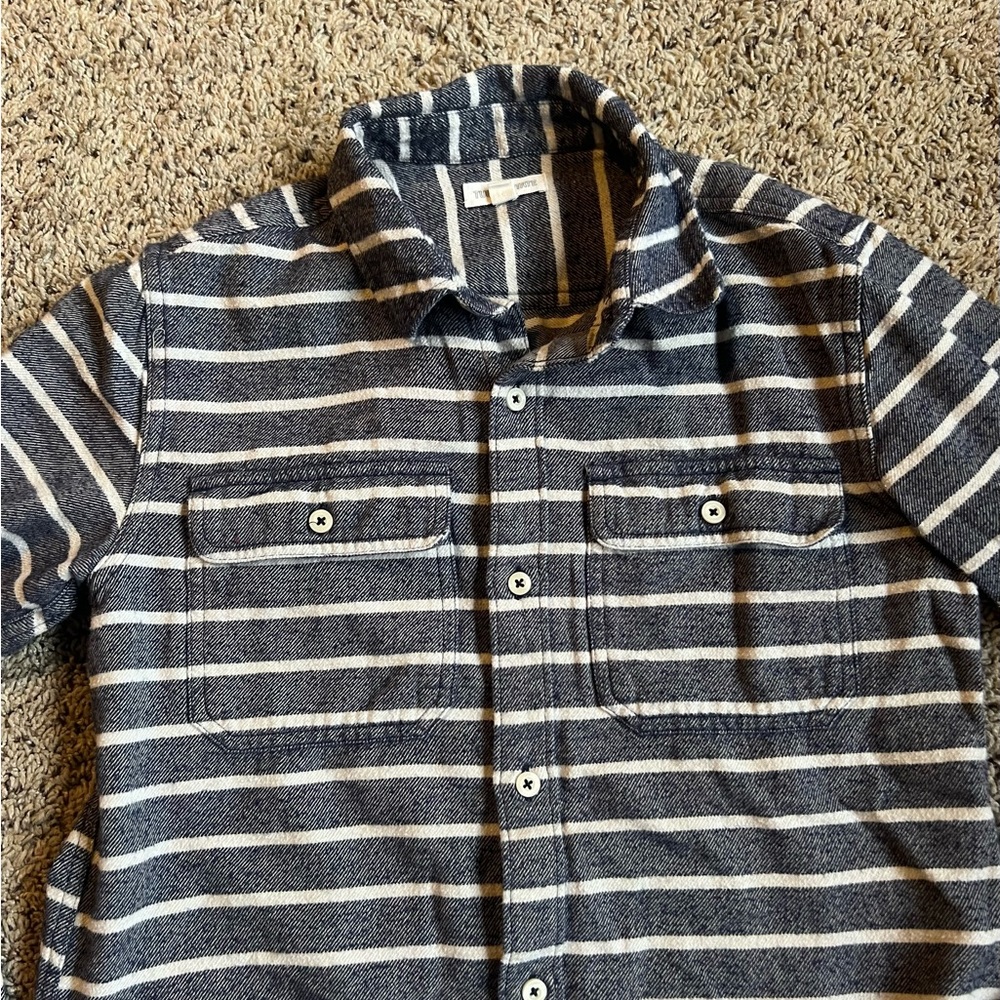 Tucker + Tate Boys Button Down Shirt XL 14/16 Blue White Stripes